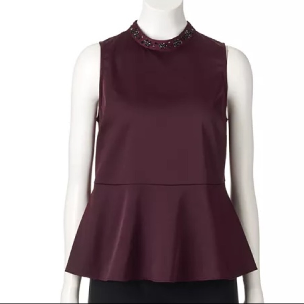 Elle | Jeweled Neckline Peplum Top